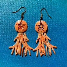 Load image into Gallery viewer, Sand Dollar and Coral earrings