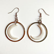 Load image into Gallery viewer, Crescent Moon Hoops (white or gold)