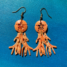 Load image into Gallery viewer, Sand Dollar and Coral earrings
