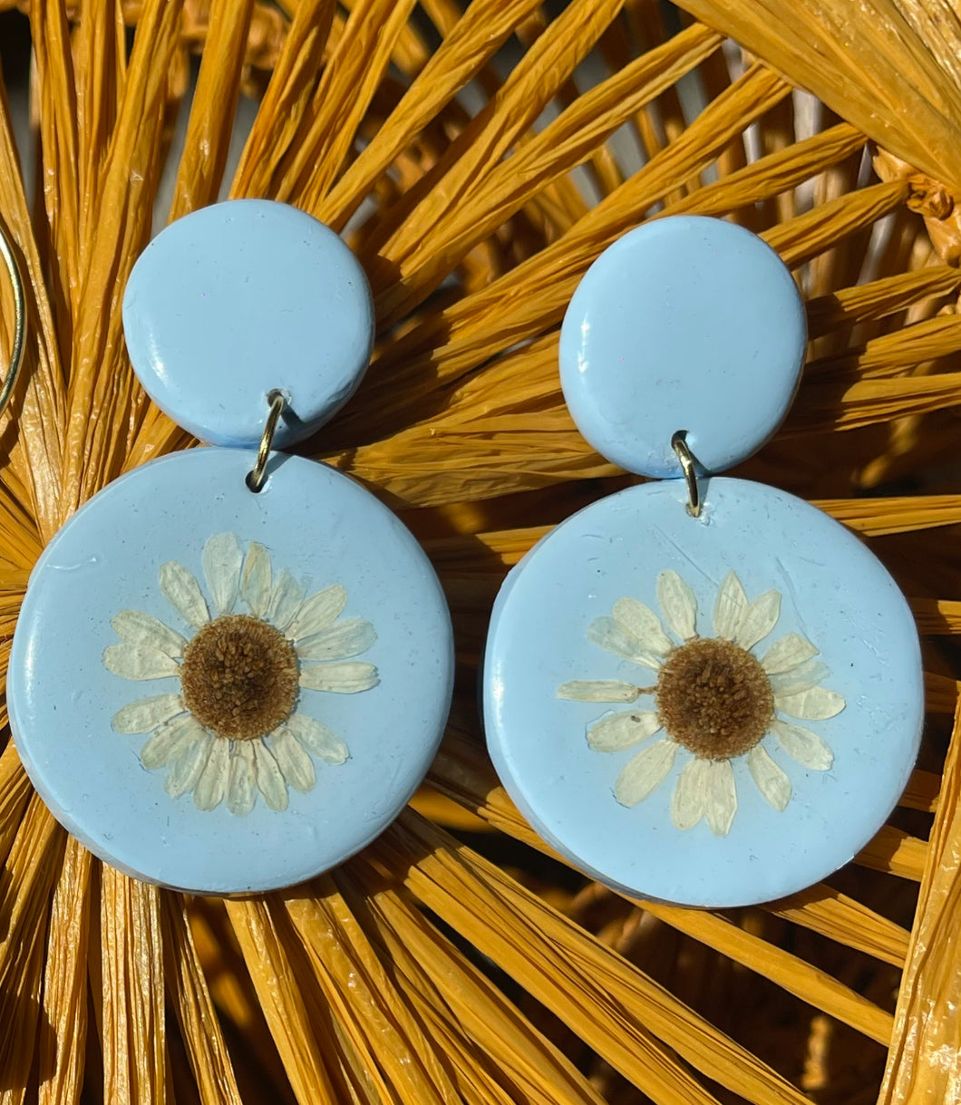 Blue Daisy Earrings