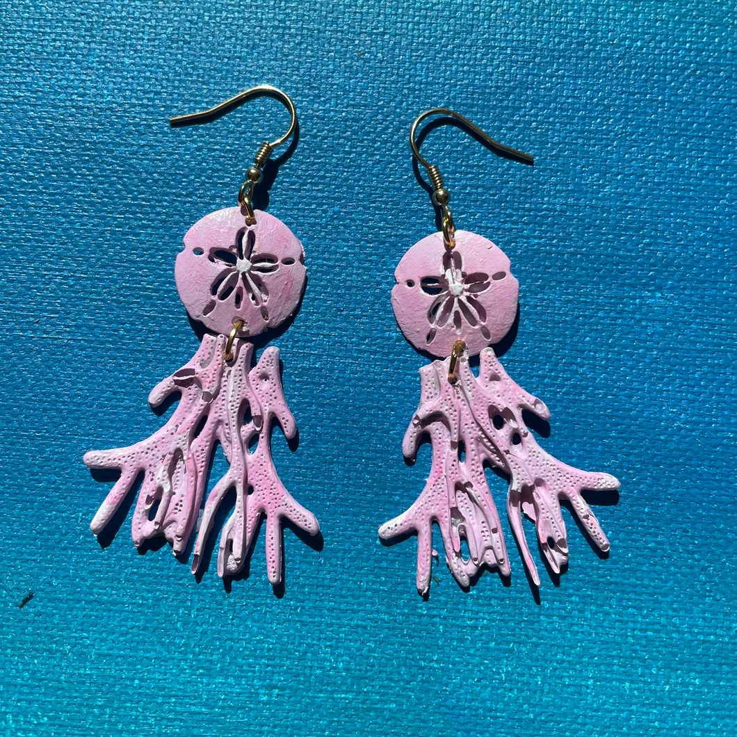 Sand Dollar and Coral earrings