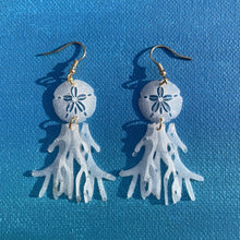 Load image into Gallery viewer, Sand Dollar and Coral earrings
