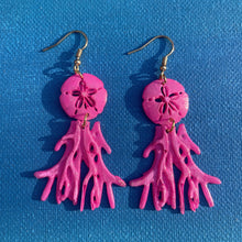 Load image into Gallery viewer, Sand Dollar and Coral earrings
